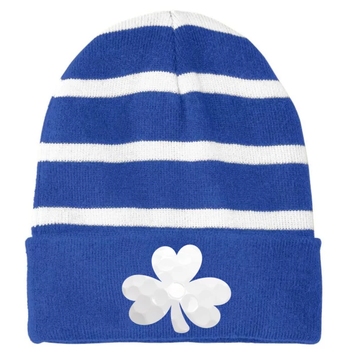 Golf Ball Shamrock St Patricks Clover Sports Fan Athlete Great Gift Striped Beanie with Solid Band