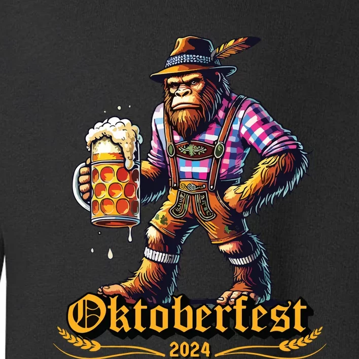 German Bigfoot Sasquatch Lederhose Funny Oktoberfest 2024 Toddler Sweatshirt