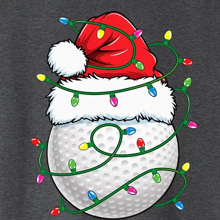 Golf Ball Santa Hat S Christmas Golfing Xmas Lights Women's Crop Top Tee