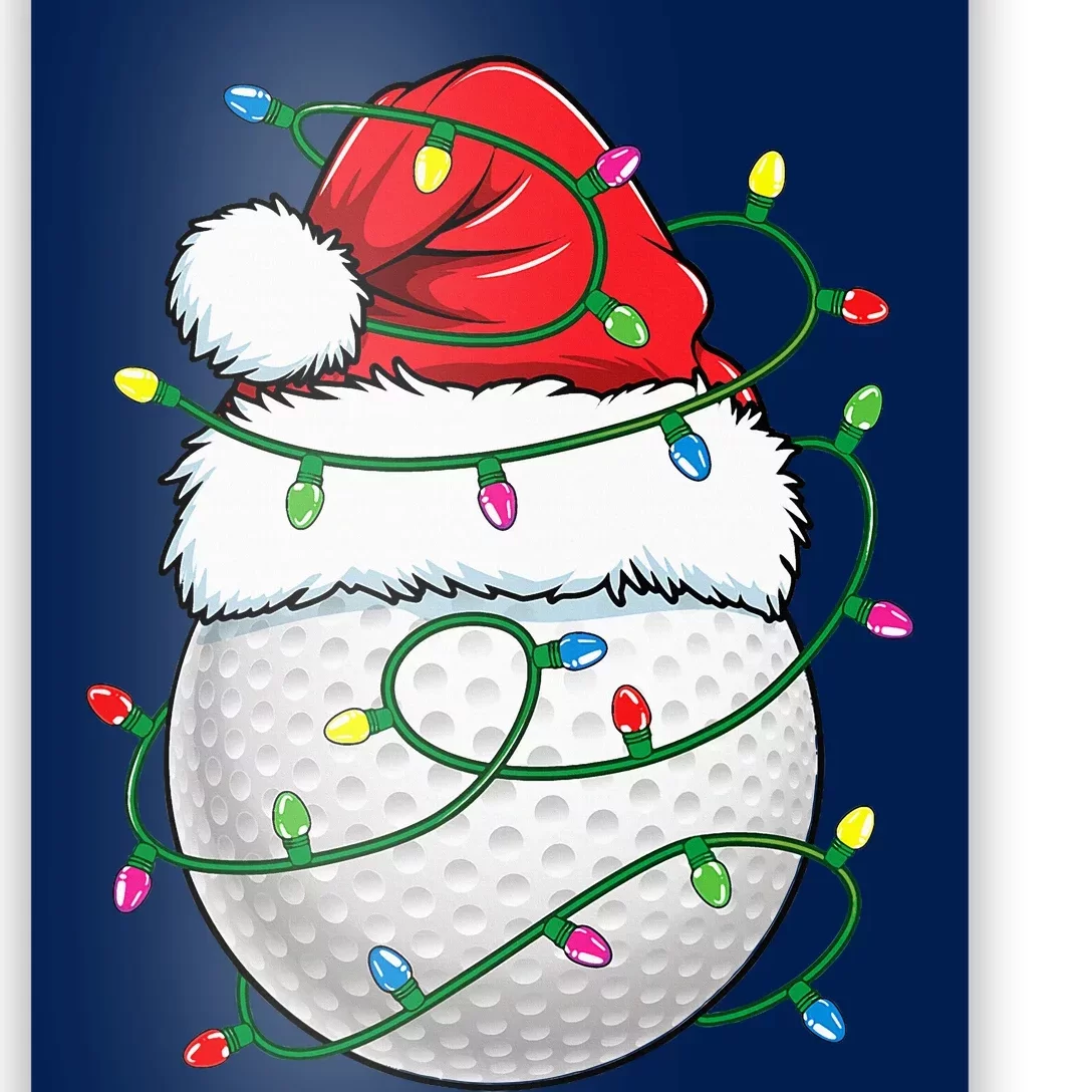 Golf Ball Santa Hat S Christmas Golfing Xmas Lights Poster