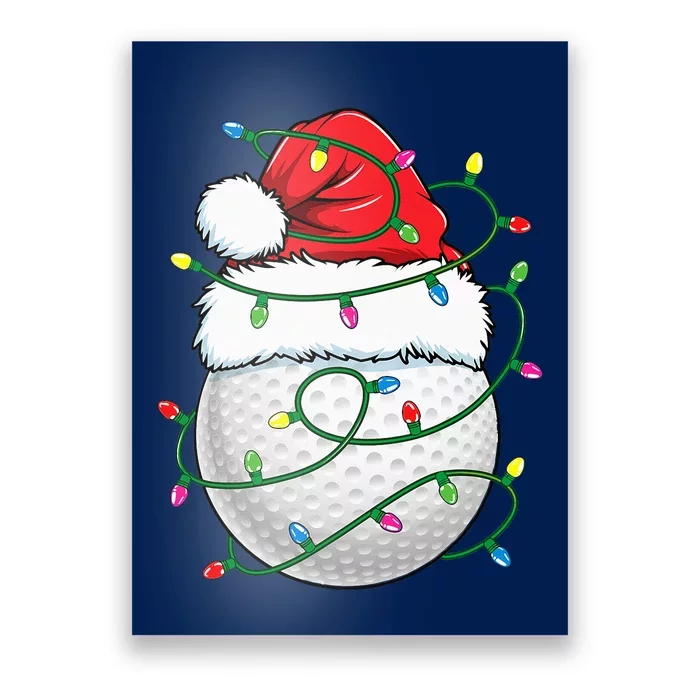 Golf Ball Santa Hat S Christmas Golfing Xmas Lights Poster