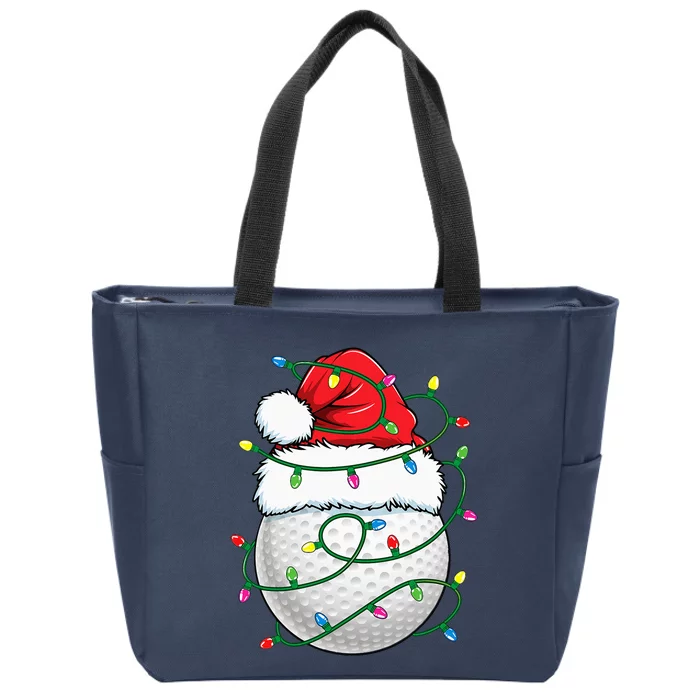 Golf Ball Santa Hat S Christmas Golfing Xmas Lights Zip Tote Bag