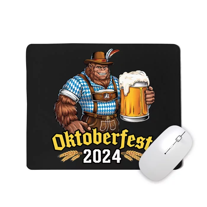 German Bigfoot Sasquatch Lederhose Funny Oktoberfest 2024 Mousepad