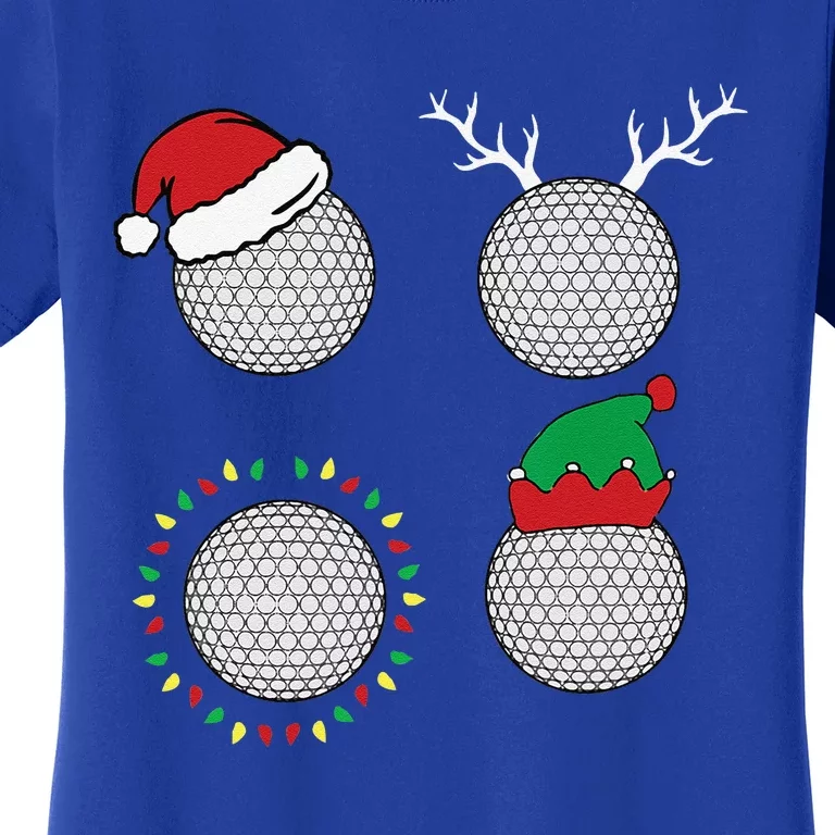 Golf Ball Santa Elf Reindeer Christmas Pajama XMas Golfer Women's T-Shirt