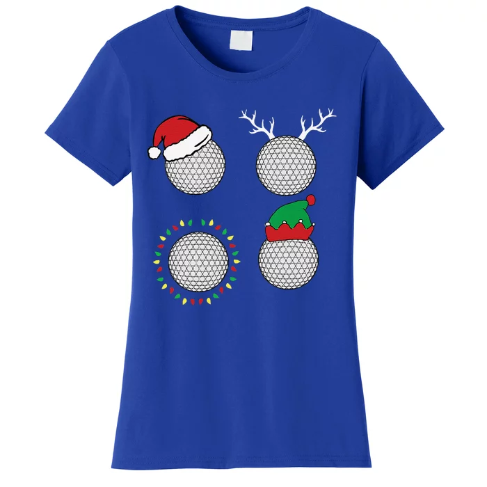 Golf Ball Santa Elf Reindeer Christmas Pajama XMas Golfer Women's T-Shirt