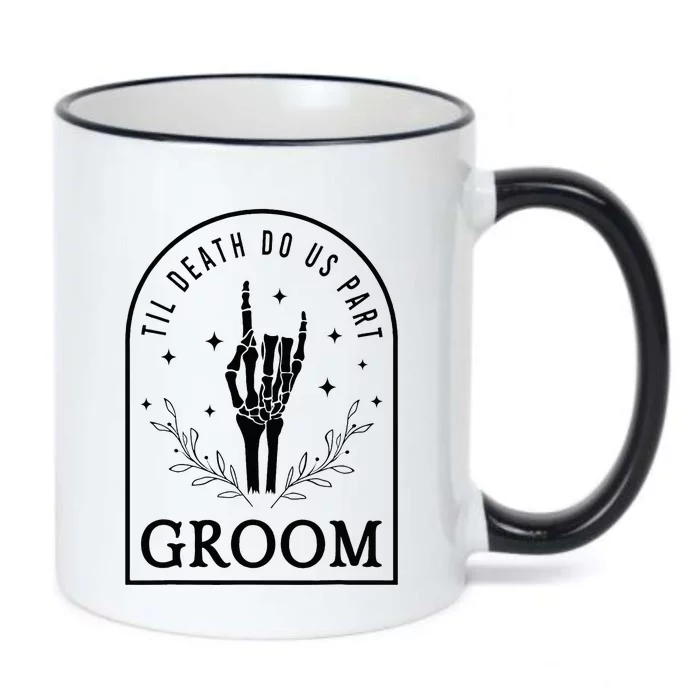 Groom Bride Skeleton Gothic Halloween Engagement Wedding Black Color Changing Mug