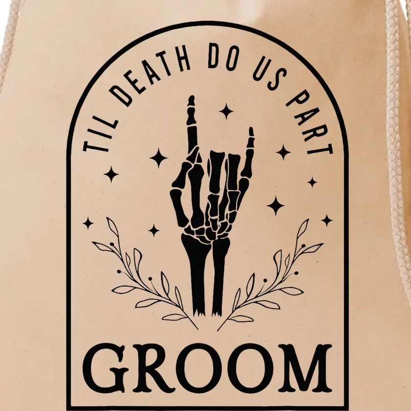 Groom Bride Skeleton Gothic Halloween Engagement Wedding Drawstring Bag