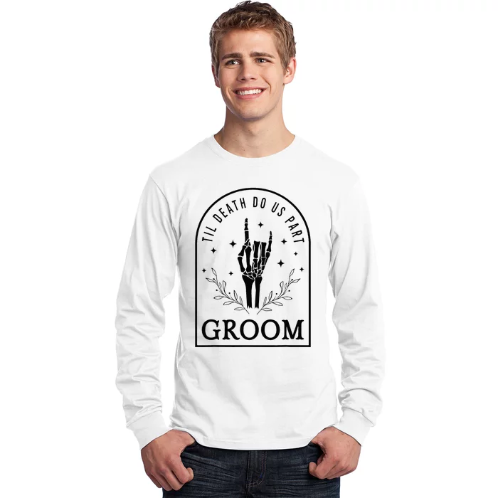 Groom Bride Skeleton Gothic Halloween Engagement Wedding Long Sleeve Shirt