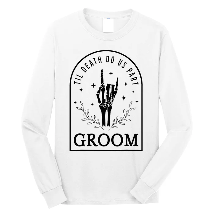 Groom Bride Skeleton Gothic Halloween Engagement Wedding Long Sleeve Shirt