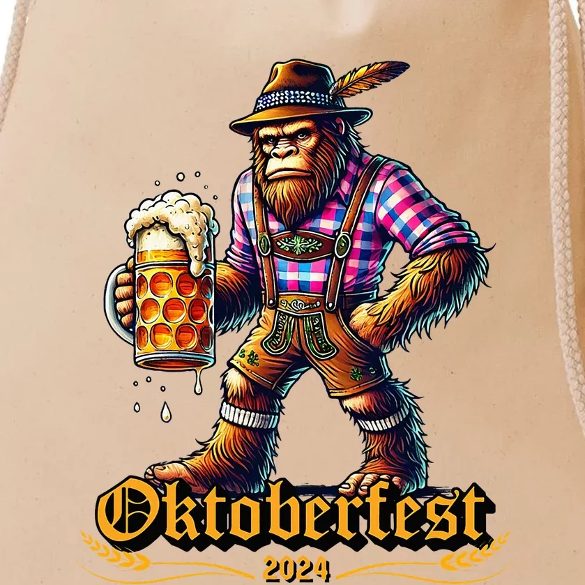 German Bigfoot Sasquatch Lederhose Funny Oktoberfest 2024 Drawstring Bag