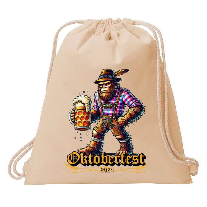 German Bigfoot Sasquatch Lederhose Funny Oktoberfest 2024 Drawstring Bag