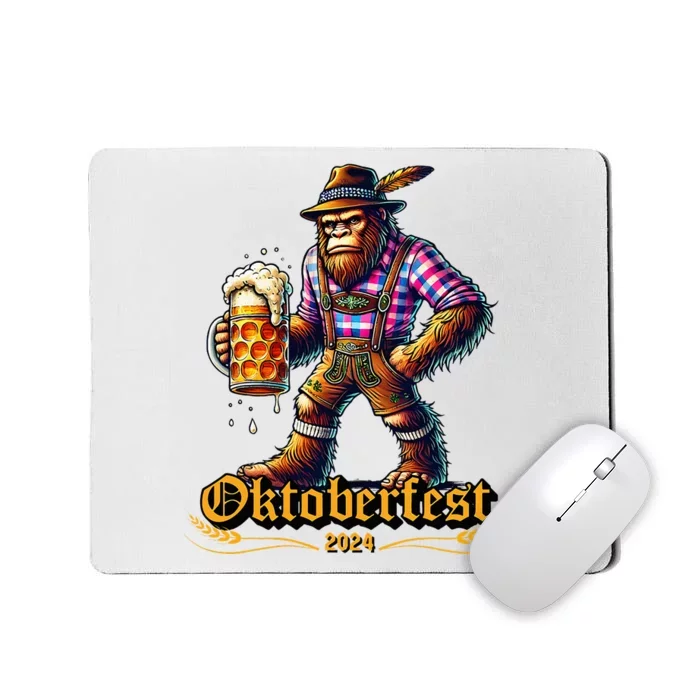 German Bigfoot Sasquatch Lederhose Funny Oktoberfest 2024 Mousepad