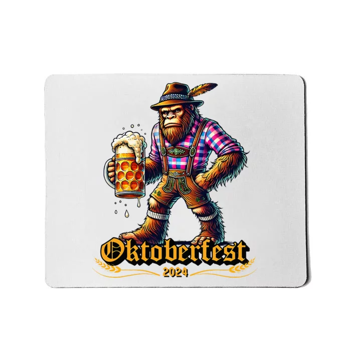 German Bigfoot Sasquatch Lederhose Funny Oktoberfest 2024 Mousepad