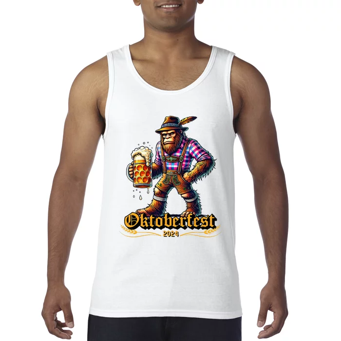 German Bigfoot Sasquatch Lederhose Funny Oktoberfest 2024 Tank Top