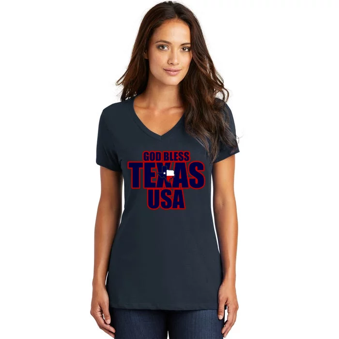 God Bless Texas Women's V-Neck T-Shirt