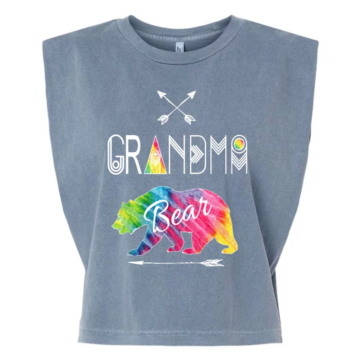 Grandma Bear Tie Dye Matching Family Vacation And Camping Great Gift Garment-Dyed Women's Muscle Tee