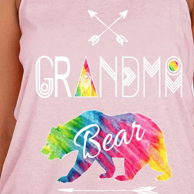 Grandma Bear Tie Dye Matching Family Vacation And Camping Great Gift Women's Knotted Racerback Tank