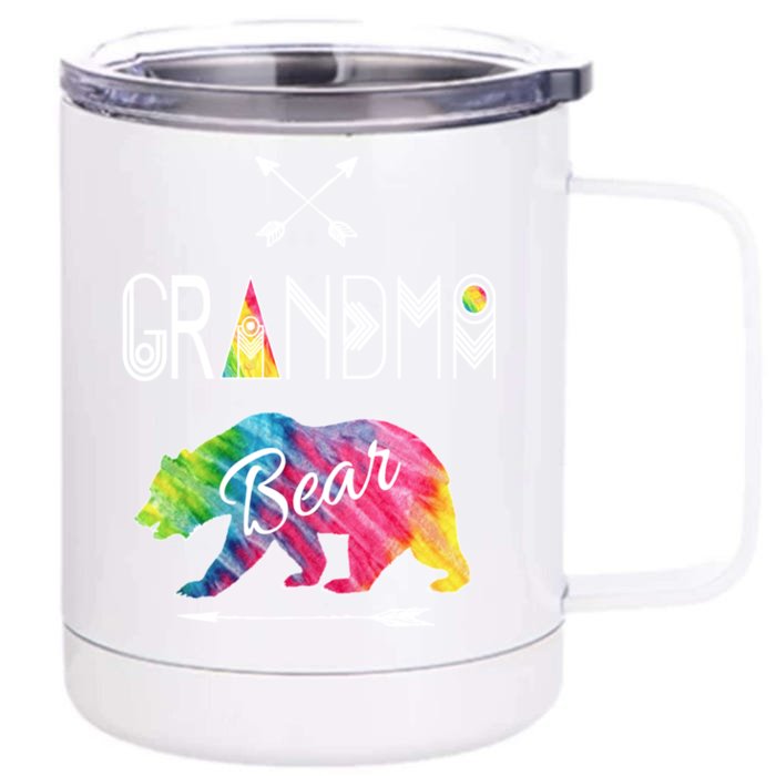 Grandma Bear Tie Dye Matching Family Vacation And Camping Great Gift Front & Back 12oz Stainless Steel Tumbler Cup