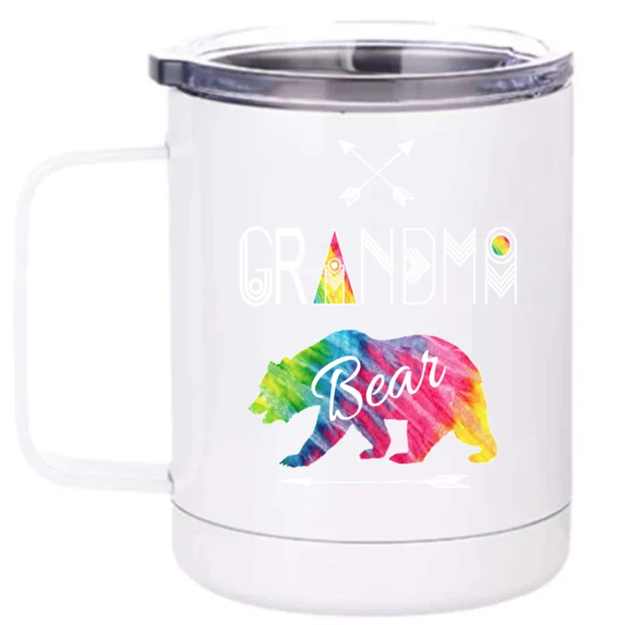 Grandma Bear Tie Dye Matching Family Vacation And Camping Great Gift Front & Back 12oz Stainless Steel Tumbler Cup