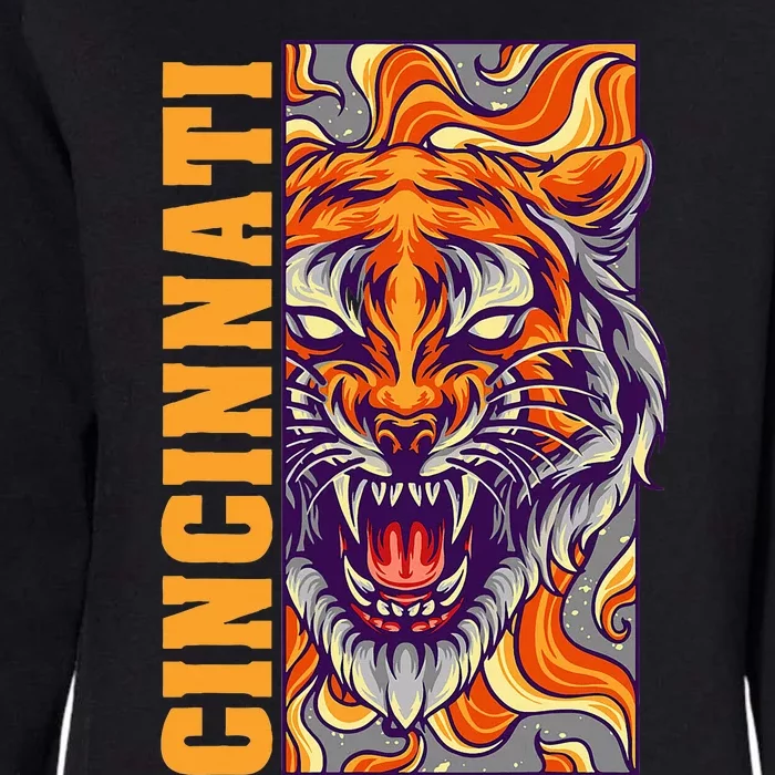 Growling Bengal Tiger Womens California Wash Sweatshirt