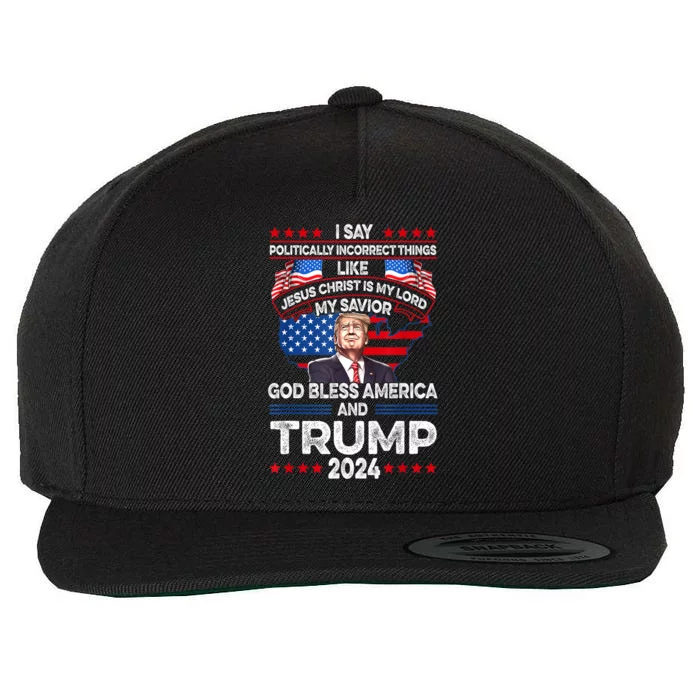 God Bless Trump 2024 Gift Wool Snapback Cap