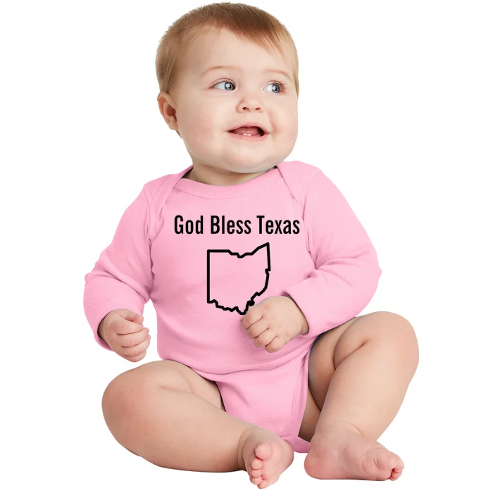 God Bless Texas Ohio Baby Long Sleeve Bodysuit