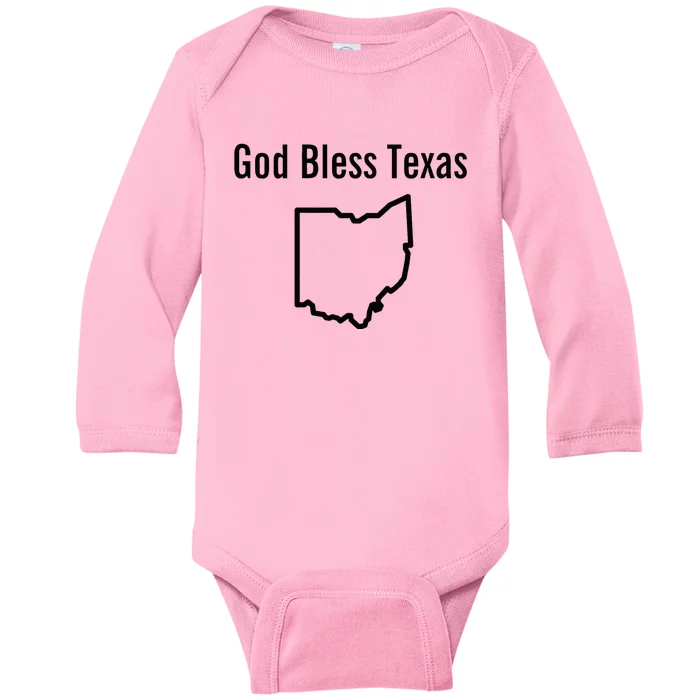 God Bless Texas Ohio Baby Long Sleeve Bodysuit