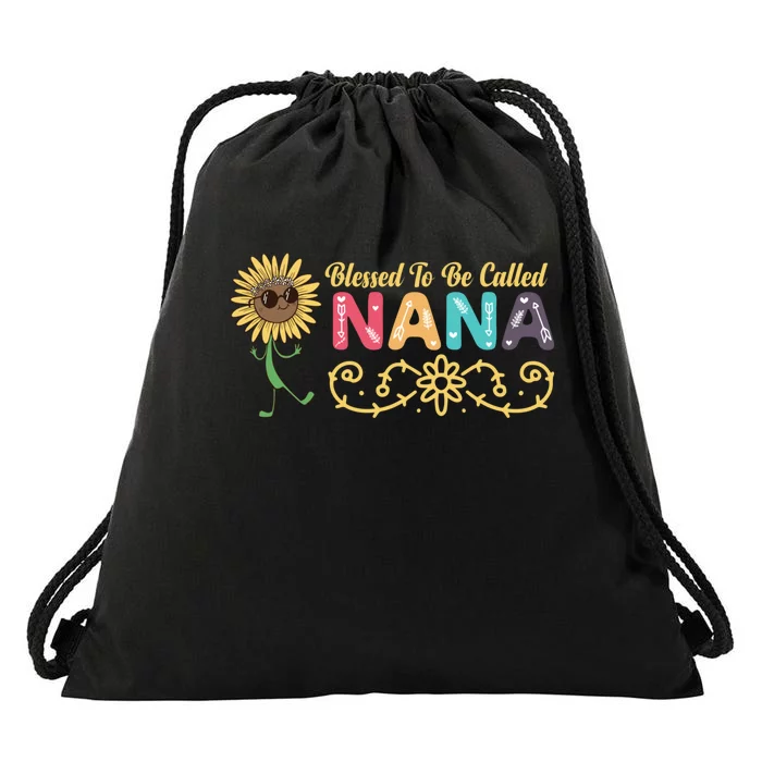 Grandma Blessed To Be Called Nana Floral Nana MotherS Day Drawstring Bag