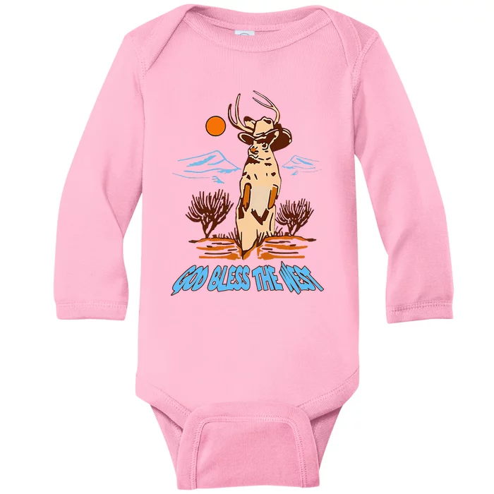 God Bless The West Cowboy Music Country Southern Baby Long Sleeve Bodysuit