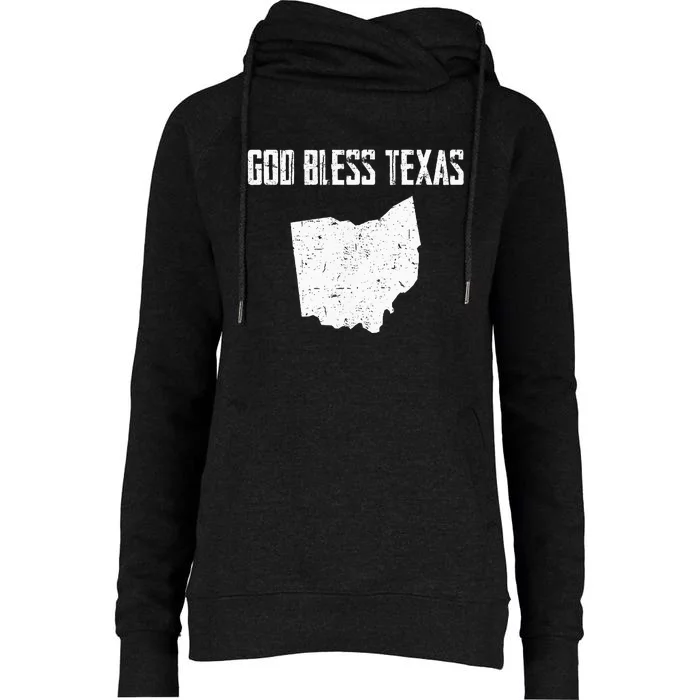 God Bless Texas Ohio Cool Funny Vintage Us States Map Womens Funnel Neck Pullover Hood