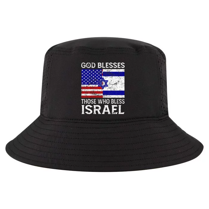 God Blesses Those Who Bless Israel Usa Flag Israeli Flag Cool Comfort Performance Bucket Hat