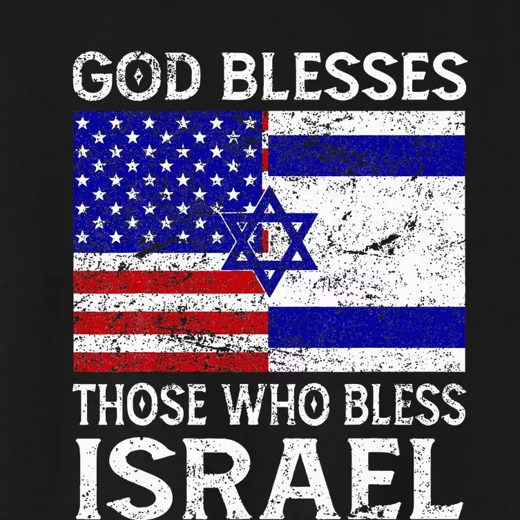 God Blesses Those Who Bless Israel Usa Flag Israeli Flag Women's Crop Top Tee