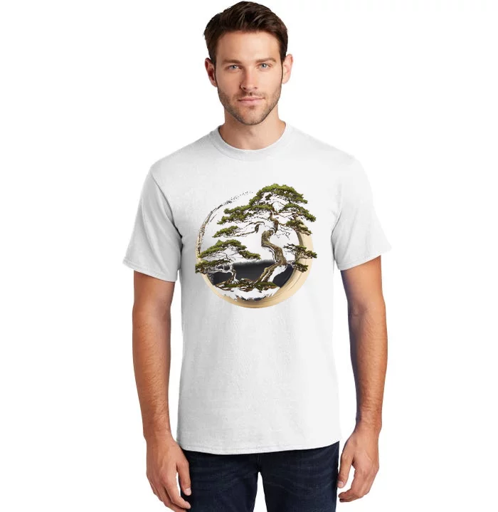 Graphic Bonsai Tree In Japanese Zen Buddhist Enso Tall T-Shirt