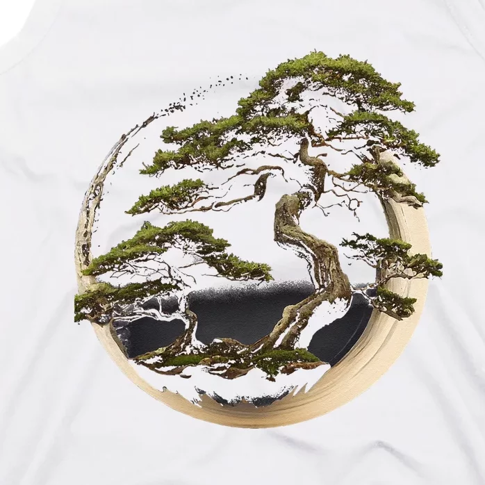 Graphic Bonsai Tree In Japanese Zen Buddhist Enso Tank Top