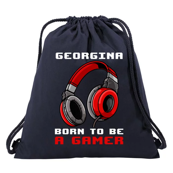 Georgina Born To Be A Gamer Personalized Gift Drawstring Bag