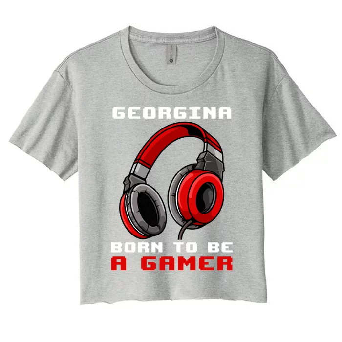 Georgina Born To Be A Gamer Personalized Gift Women's Crop Top Tee