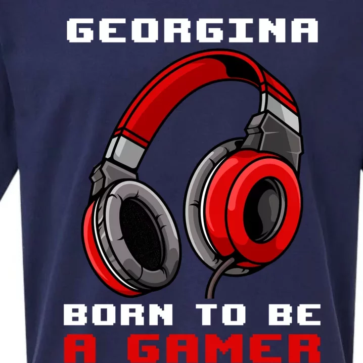 Georgina Born To Be A Gamer Personalized Gift Sueded Cloud Jersey T-Shirt