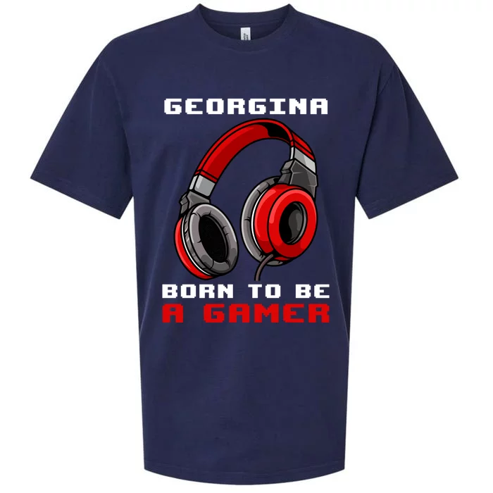 Georgina Born To Be A Gamer Personalized Gift Sueded Cloud Jersey T-Shirt