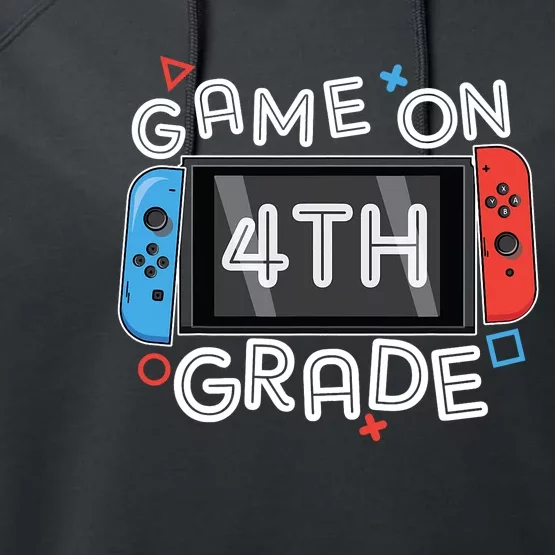 Gamer Back To School Funny Game On 4th Grade Kids Boy Performance Fleece Hoodie