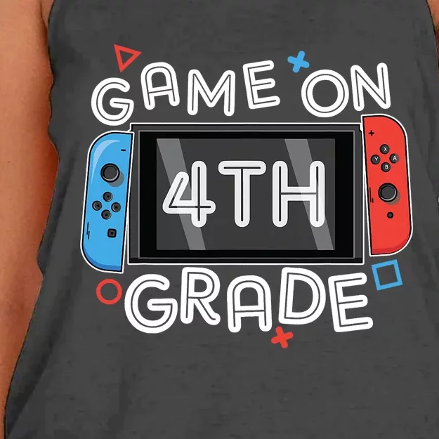 Gamer Back To School Funny Game On 4th Grade Kids Boy Women's Knotted Racerback Tank