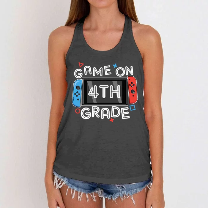 Gamer Back To School Funny Game On 4th Grade Kids Boy Women's Knotted Racerback Tank