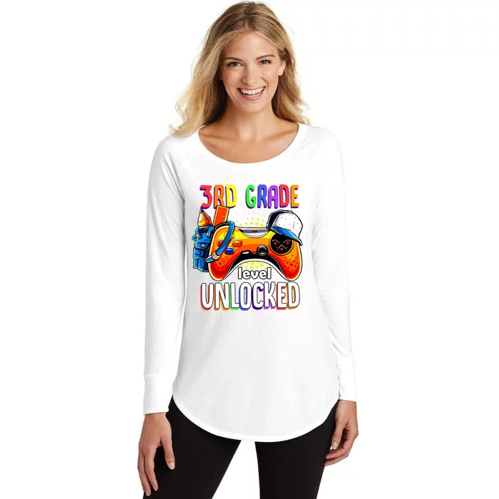 Gamer Back To School Gamepad 3rd Third Grade Level Unlocked Women's Perfect Tri Tunic Long Sleeve Shirt