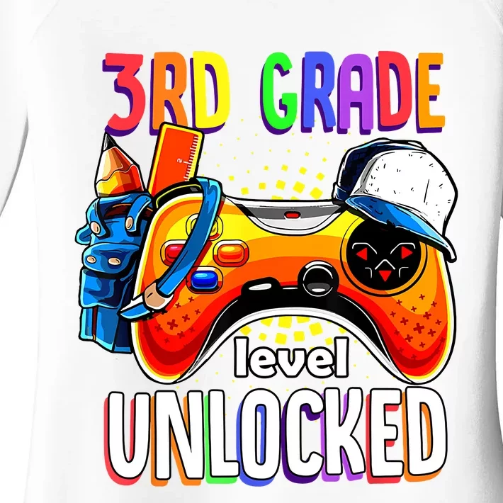 Gamer Back To School Gamepad 3rd Third Grade Level Unlocked Women's Perfect Tri Tunic Long Sleeve Shirt