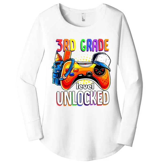 Gamer Back To School Gamepad 3rd Third Grade Level Unlocked Women's Perfect Tri Tunic Long Sleeve Shirt