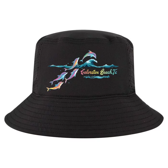 Galveston Beach Texas Colorful Dolphin Lover Beach Vacation Cool Comfort Performance Bucket Hat