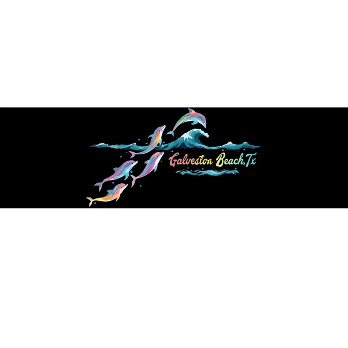 Galveston Beach Texas Colorful Dolphin Lover Beach Vacation Bumper Sticker