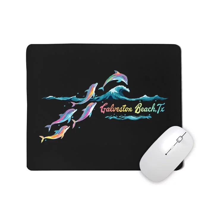 Galveston Beach Texas Colorful Dolphin Lover Beach Vacation Mousepad