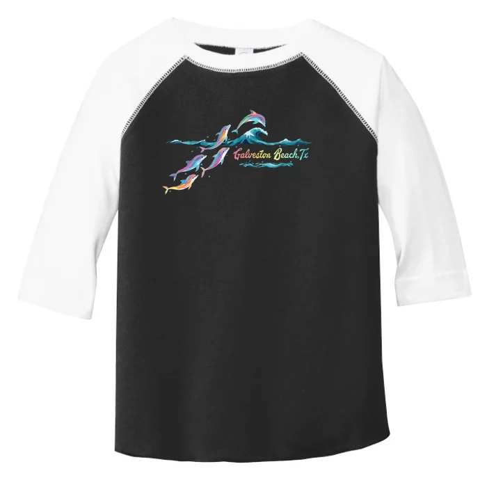 Galveston Beach Texas Colorful Dolphin Lover Beach Vacation Toddler Fine Jersey T-Shirt