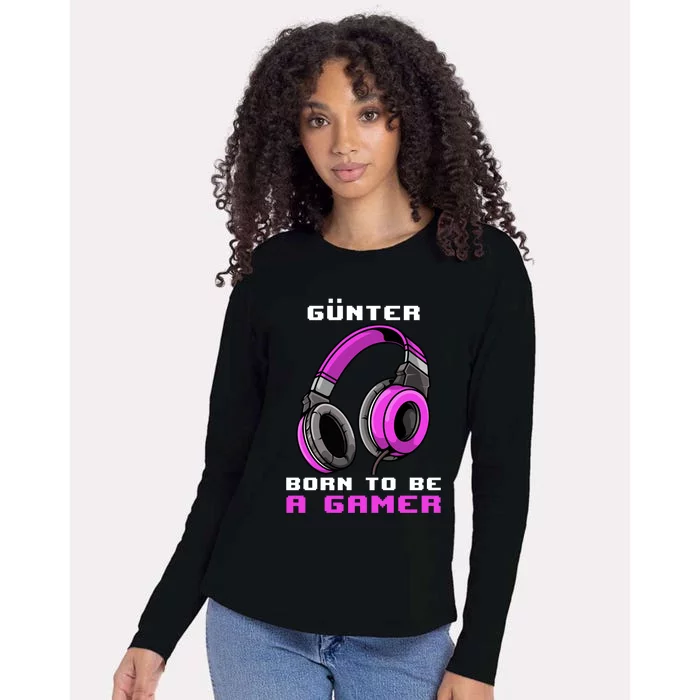 Günter Born To Be A Gamer Personalized Funny Gift Womens Cotton Relaxed Long Sleeve T-Shirt