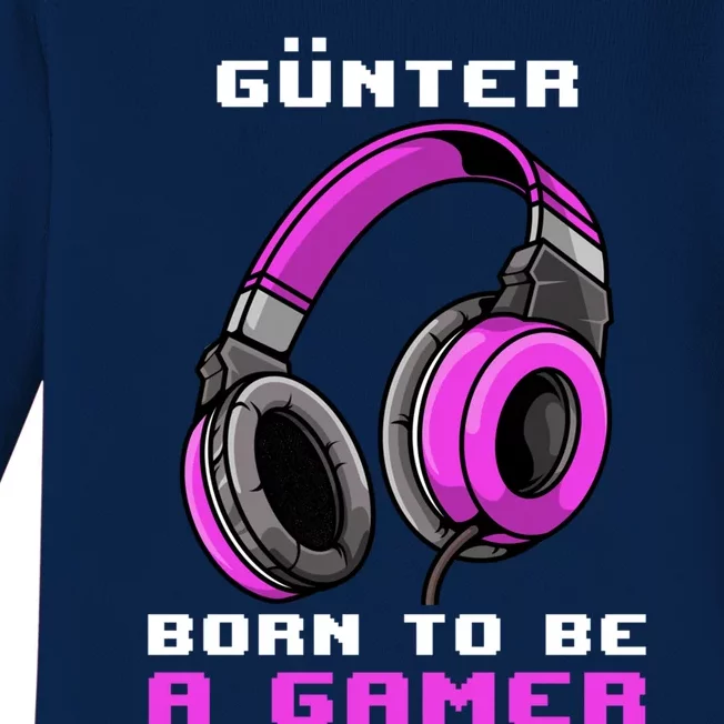 Günter Born To Be A Gamer Personalized Funny Gift Baby Long Sleeve Bodysuit